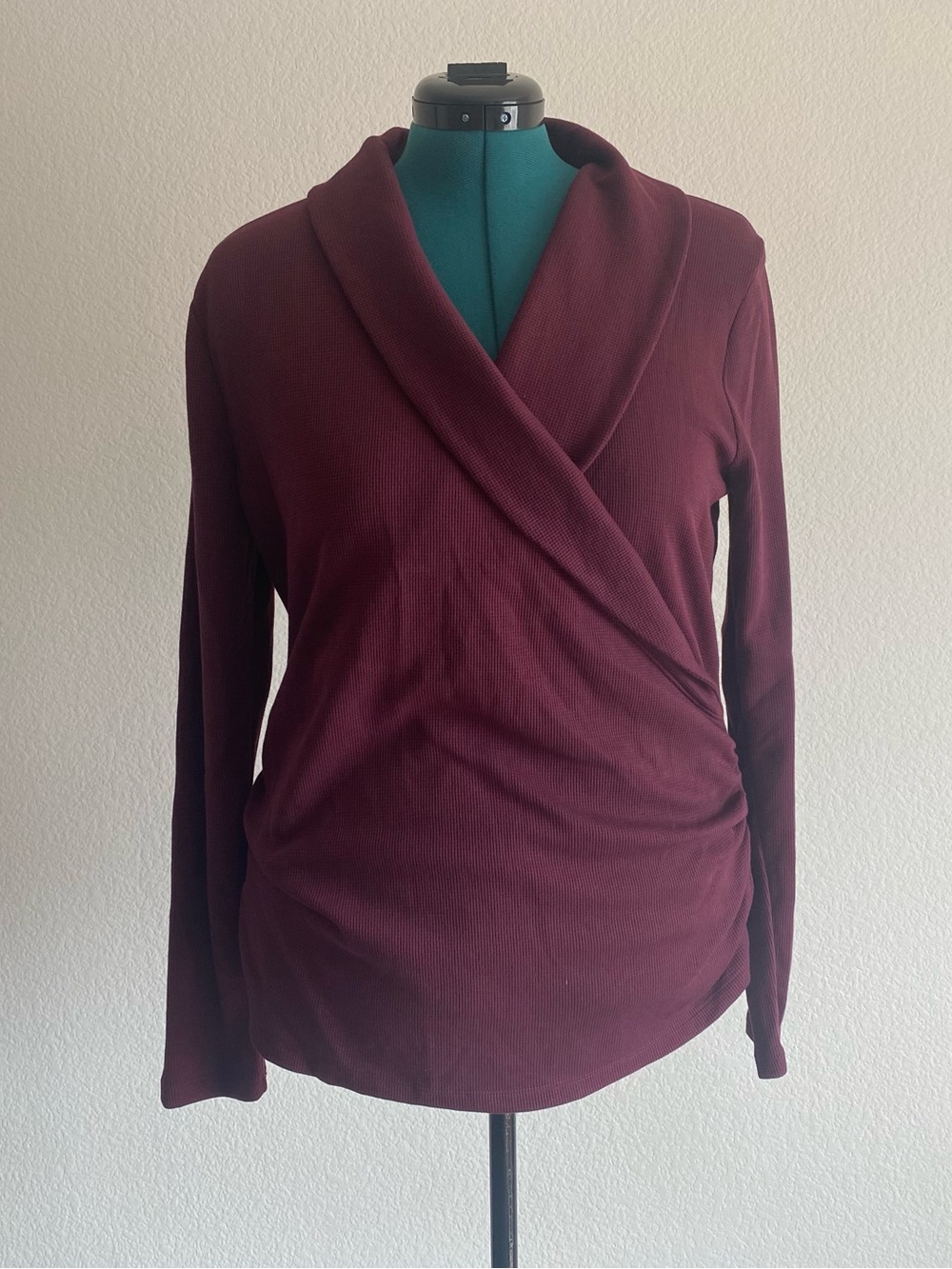 Ann Taylor Wrap Front Long Sleeve Top - Burgundy